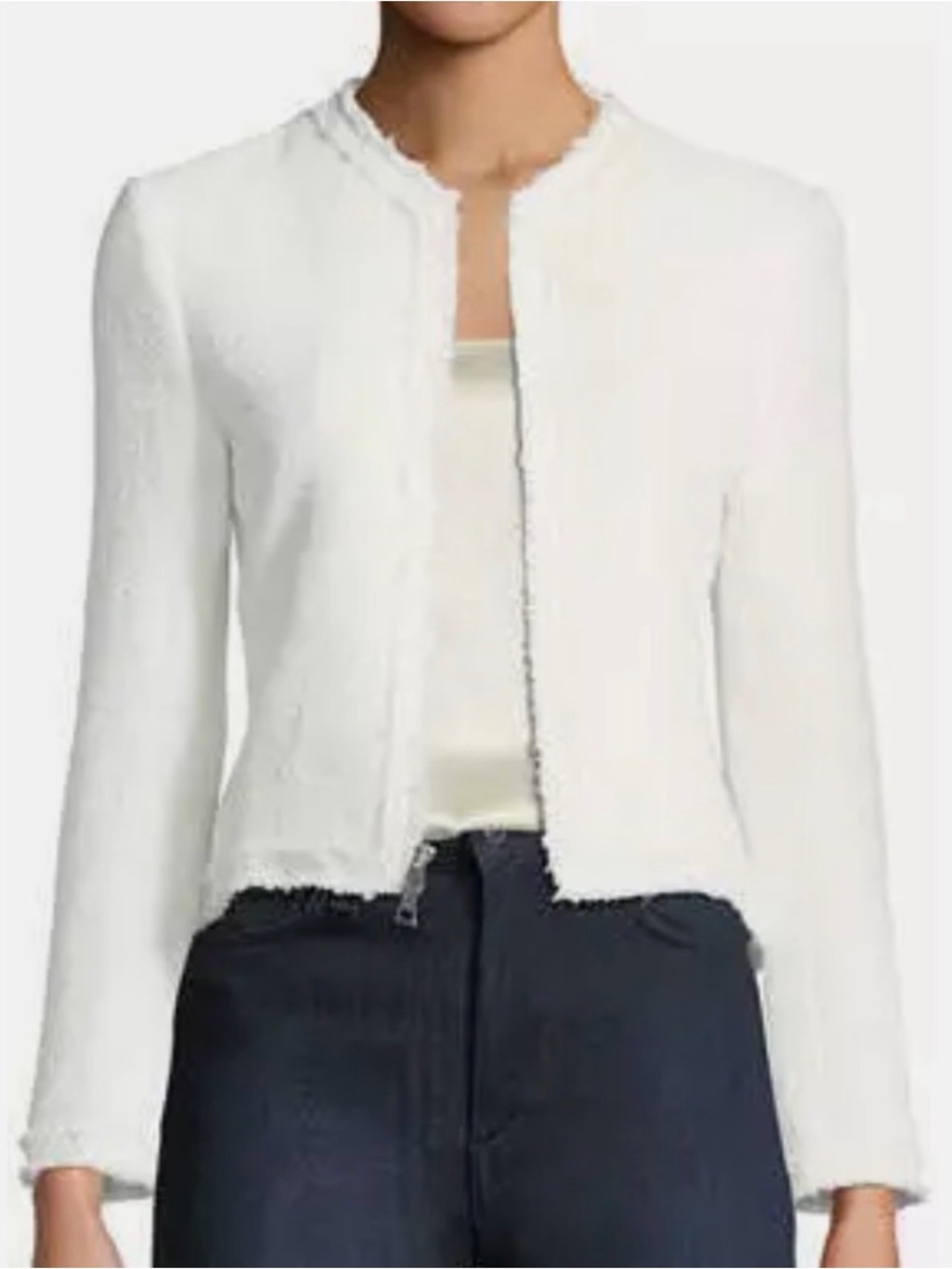 Theory Spring Boucle Zip-Front Flounce Jacket